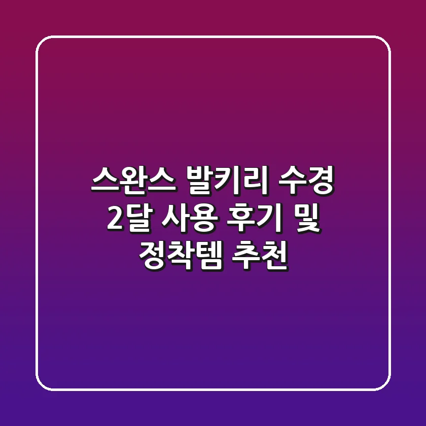 스완스 발키리 수경: 2달 사용 후기 및 정착템 추천