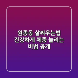 원종동 살찌우는법, 건강하게 체중 늘리는 비법 공개!