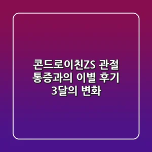 콘드로이친ZS, 관절 통증과의 이별 후기: 3달의 변화!