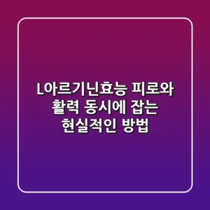 L아르기닌효능, 피로와 활력 동시에 잡는 현실적인 방법