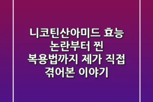 니코틴산아미드 효능 논란부터 찐 복용법까지: 제가 직접 겪어본 이야기