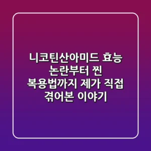 니코틴산아미드 효능 논란부터 찐 복용법까지: 제가 직접 겪어본 이야기