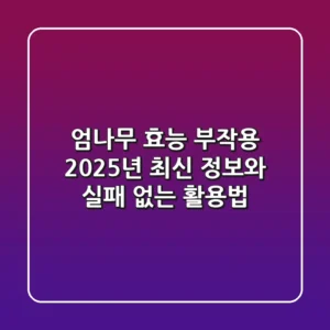 엄나무 효능 부작용? 2025년 최신 정보와 실패 없는 활용법