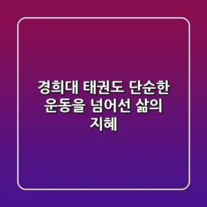 경희대 태권도, 단순한 운동을 넘어선 삶의 지혜