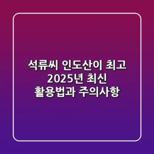 석류씨, 인도산이 최고? 2025년 최신 활용법과 주의사항