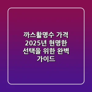 까스활명수 가격, 2025년 현명한 선택을 위한 완벽 가이드