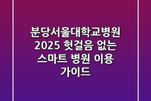 분당서울대학교병원 2025, 헛걸음 없는 스마트 병원 이용 가이드
