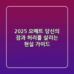 2025 요매트, 당신의 잠과 허리를 살리는 현실 가이드