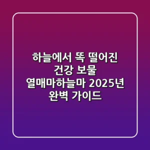 하늘에서 똑 떨어진 건강 보물, 열매마(하늘마) 2025년 완벽 가이드