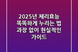 2025년 체리효능, 똑똑하게 누리는 법: 과장 없이 현실적인 가이드