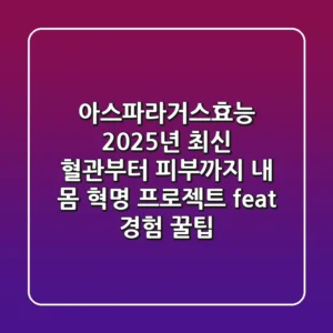 아스파라거스효능, 2025년 최신! 혈관부터 피부까지 내 몸 혁명 프로젝트 (feat. 경험 꿀팁)