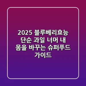 2025 블루베리효능: 단순 과일 너머, 내 몸을 바꾸는 슈퍼푸드 가이드