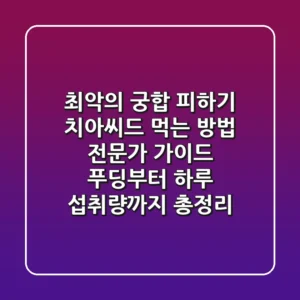 "최악의 궁합 피하기", 치아씨드 먹는 방법 전문가 가이드: 푸딩부터 하루 섭취량까지 총정리