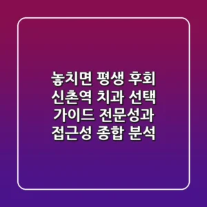 "놓치면 평생 후회", 신촌역 치과 선택 가이드: 전문성과 접근성 종합 분석