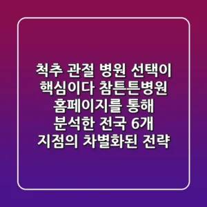 "척추 관절, 병원 선택이 핵심이다" 참튼튼병원 홈페이지를 통해 분석한 전국 6개 지점의 차별화된 전략