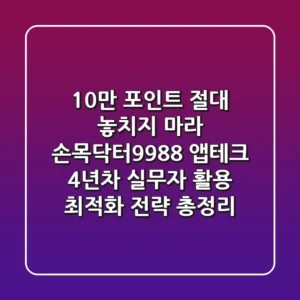 "10만 포인트 절대 놓치지 마라", 손목닥터9988 앱테크 4년차 실무자 활용 최적화 전략 총정리