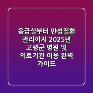 "응급실부터 만성질환 관리까지", 2025년 고령군 병원 및 의료기관 이용 완벽 가이드