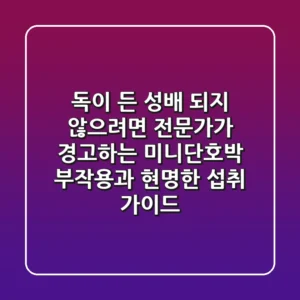 "독이 든 성배" 되지 않으려면?, 전문가가 경고하는 미니단호박 부작용과 현명한 섭취 가이드