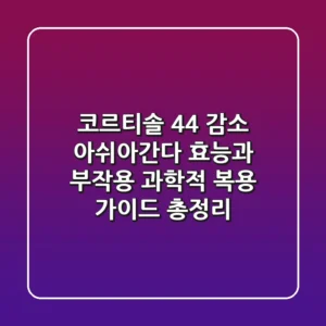 "코르티솔 44% 감소?", 아쉬아간다 효능과 부작용, 과학적 복용 가이드 총정리