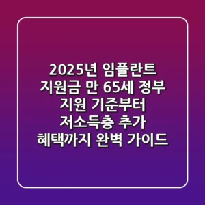 2025년 임플란트 지원금: 만 65세 정부 지원 기준부터 저소득층 추가 혜택까지 완벽 가이드