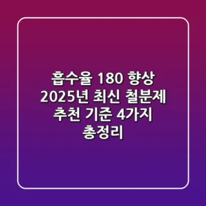 "흡수율 180% 향상", 2025년 최신 철분제 추천 기준 4가지 총정리