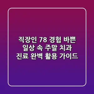 "직장인 78% 경험", 바쁜 일상 속 주말 치과 진료 완벽 활용 가이드