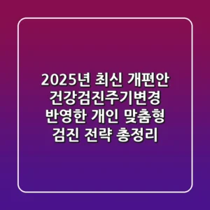 "2025년 최신 개편안", 건강검진주기변경 반영한 개인 맞춤형 검진 전략 총정리