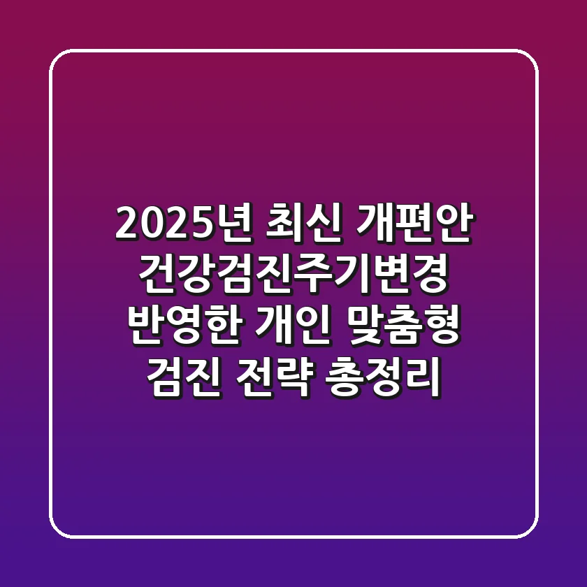 "2025년 최신 개편안", 건강검진주기변경 반영한 개인 맞춤형 검진 전략 총정리