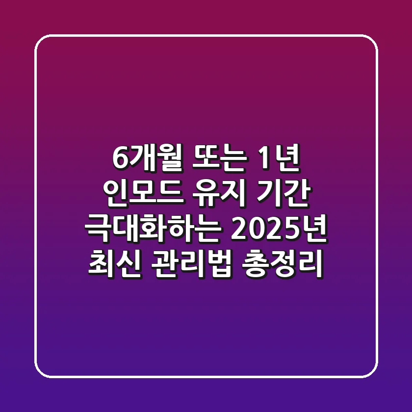 "6개월 또는 1년?", 인모드 유지 기간 극대화하는 2025년 최신 관리법 총정리