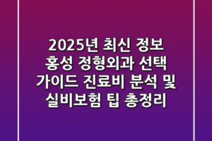 “2025년 최신 정보”, 홍성 정형외과 선택 가이드: 진료비 분석 및 실비보험 팁 총정리!