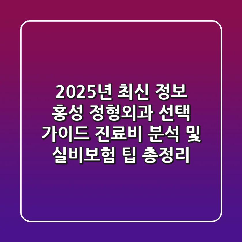 "2025년 최신 정보", 홍성 정형외과 선택 가이드: 진료비 분석 및 실비보험 팁 총정리!
