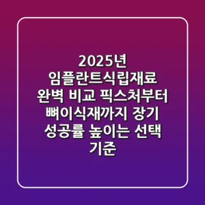 2025년 임플란트식립재료 완벽 비교: 픽스처부터 뼈이식재까지 장기 성공률 높이는 선택 기준