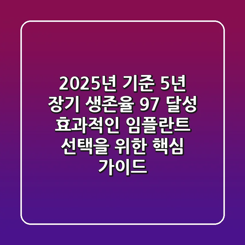"2025년 기준 5년 장기 생존율 97% 달성", 효과적인 임플란트 선택을 위한 핵심 가이드
