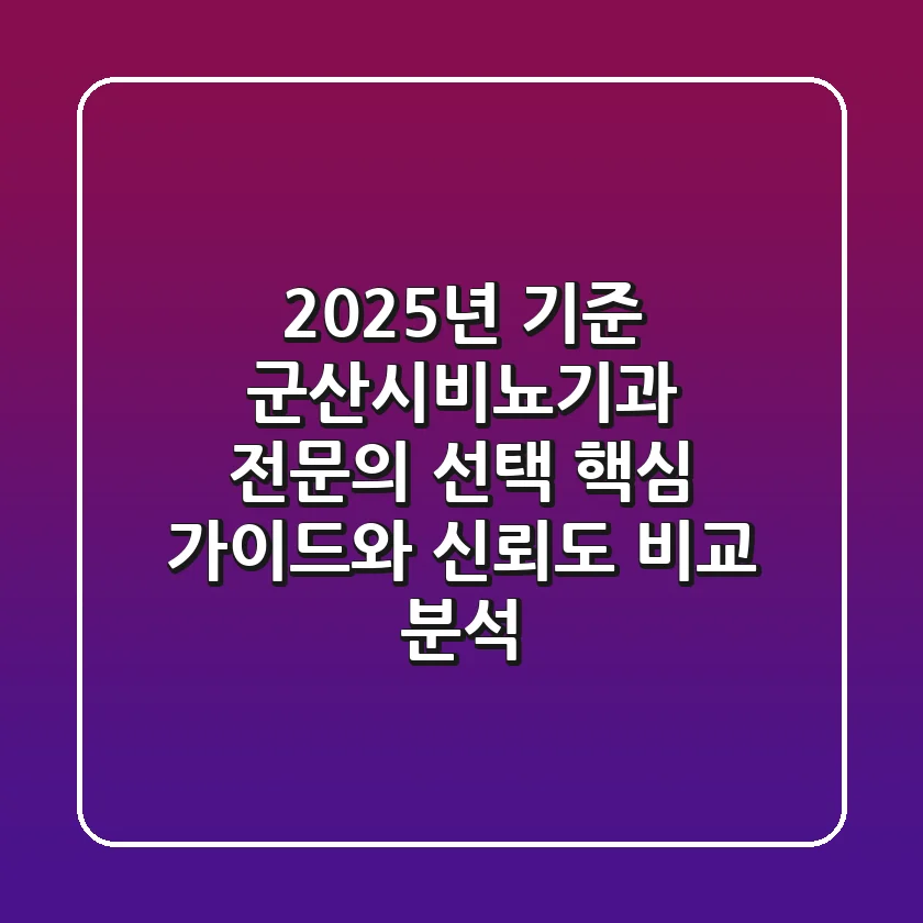 "2025년 기준", 군산시비뇨기과 전문의 선택 핵심 가이드와 신뢰도 비교 분석