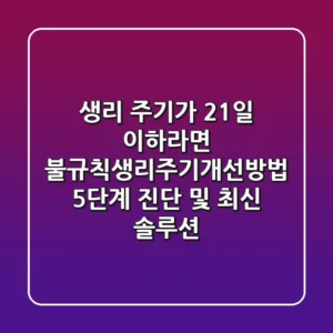 "생리 주기가 21일 이하라면?", 불규칙생리주기개선방법 5단계 진단 및 최신 솔루션